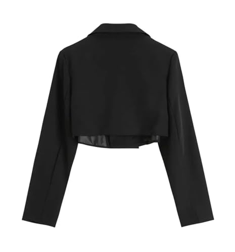 Women's Metal Chain Short Harajuku Streetwear Patchwork Suit Office Commuting Short Jacket3