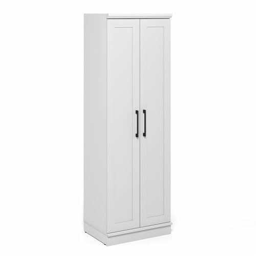 Image of Furinno Robin Storage Cabinet, 5-Tier Pantry Cabinet with Adjustable Shelves, 23W with 2 Shaker-Doors, Kitchen Cabinet, Organization and Storage, for Pantry, Living Room, Home Office, White