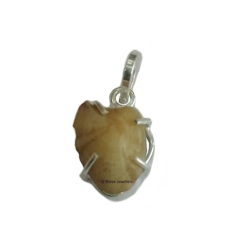 SJ Natural Machh Mani Sea Stone Pendant (Brown) | Machmani Stone | Machhmanni Pendant | Reduces and Remove Impact of Rahu,Ketu,Sani & Moon for Unisex