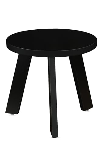 Image of SBF Furniture Mini Round Side Table, 30 cm, Matte Finish, Modern Minimalist Design, 3 Angled Legs (Round Black)