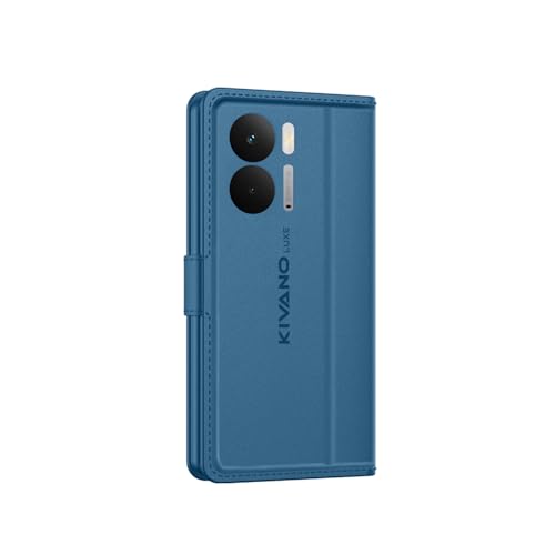 Image of KIVANO LUXE Compatible for Realme P3 5G Luxury Handmade Leather Magnetic Flip Folio Case | Card Holder & Kickstand | Slim Protective Cover | Unisex - Blue