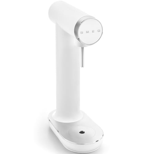 Smeg SKC01WHM Soda Maker, Non-Slip Feet, Space Saving Design, 800ml, Matte White