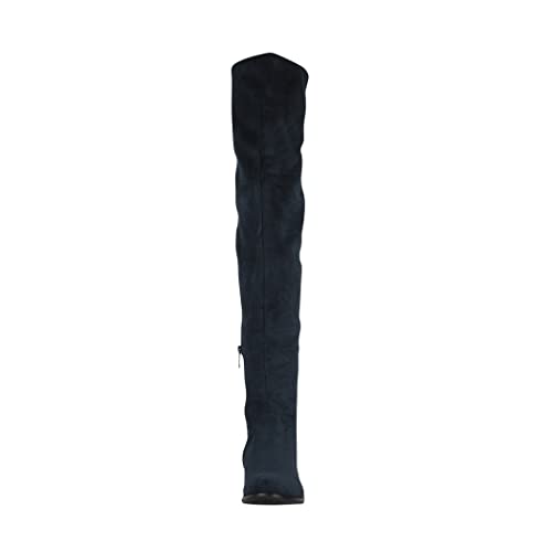 Elara Damen Stiefel Overknees Wildlederoptik Blau Chunkyrayan EL502 Blau-39