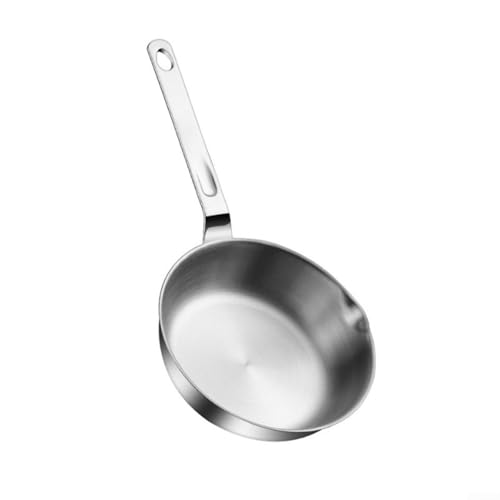 Yuanpgky Padella piccola in acciaio inox con beccuccio e foro per appenderla, lavabile in lavastoviglie, per uova, omelette e salse, compatibile con tutti (13,3 cm)