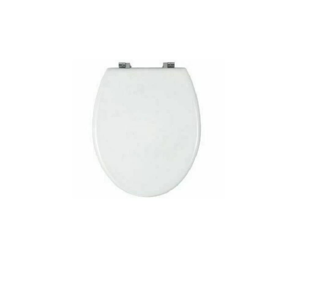 Optimal Products Plain White Design Mdf Toilet Seat Novelty Design Stainless Steel Hinges All Printed Loo Seats All Printed On 3 Sides (Plain White Design)