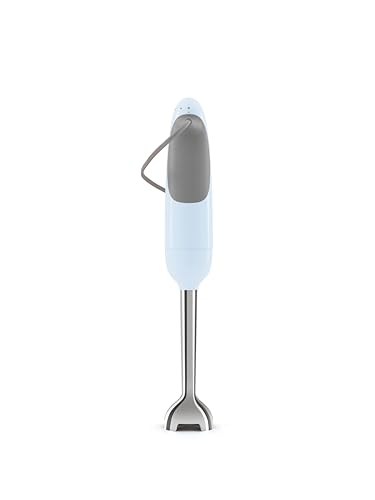 Image of SMEG Handheld Immersion Blender with Beaker, Chopping Bowl w /Lid, Wire Whisk, 5 Speed Controls, made with Stainless Steel Blades and Ergonomic Design (Pastel Blue)