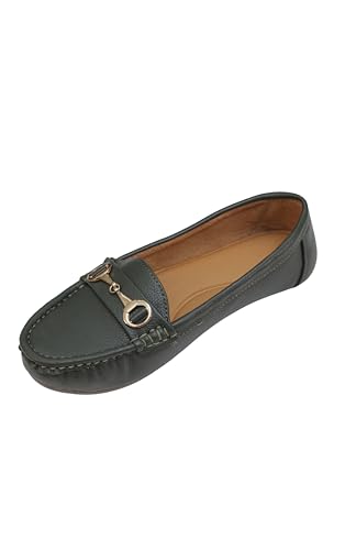 Image of Pluxh Women's Classic Ballet Flats with Metal Detail | Soft Padded Slip-On Shoes | Lightweight Comfort Footwear | Flexible Sole | Office, Casual