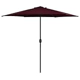 vidaXL Sonnenschirm mit Aluminium-Mast Kurbelmechanismus Ampelschirm Gartenschirm Marktschirm Strandschirm Balkonschirm Terrasse 270x246cm Bordeauxrot