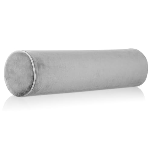 WEKADRIN Almohada Cervical Redonda de Algodón con Cojín Ergonómico para Cuello y Lumbar Soporte Terapéutico para Aliviar Dolor Uso Casa y Viaje Gris