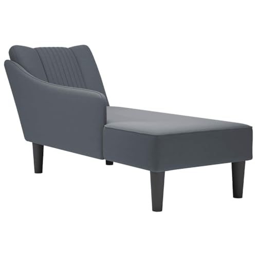 vidaXL Chaise Longue con reposabrazos Derecho Terciopelo Gris Claro, sillón, diván, Silla de salón, sofá Silla, Tumbona, sofá de salón, diván de salón