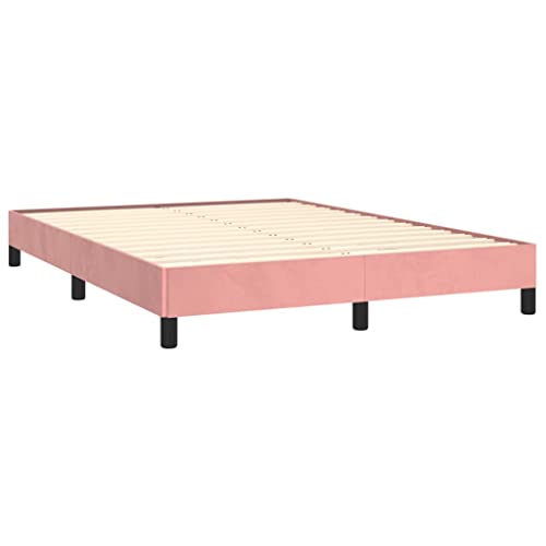 vidaXL Polsterbett, Bett Bettgestell mit Lattenrost, Schlafzimmerbett Doppelbett mit Stützbeinen, Bettrahmen Schlafzimmermöbel, Rosa 140x200cm Samt