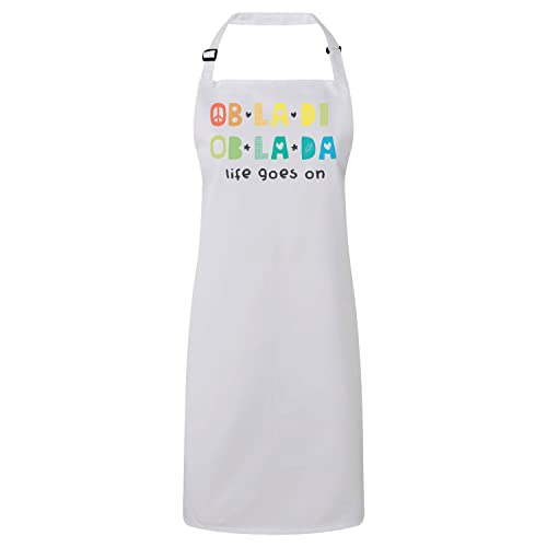 Tablier cuisine blanc à message hippie pour animer vos repas de famille en chanson