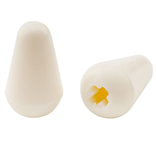 Musiclily Pro Tamaño Métrico Botón Selector Pastillas Tipo Stratocaster de 3 Posiciones Switch Tips para Guitarra Import Estilo Strat, Aged White(2 Piezas)