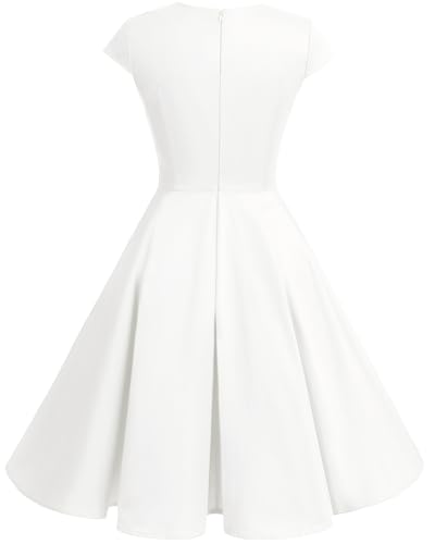 Bbonlinedress Womens Vintage White Wedding Dress Short 1950s Retro Formal Cocktail Party Swing Dress White2 M