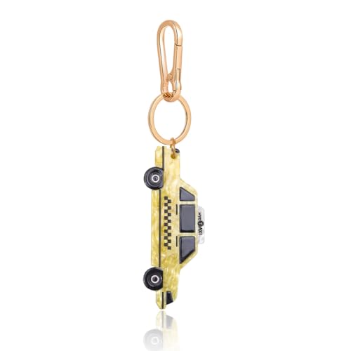 PERSONFUN NYC Yellow Taxi Cab Keychain Bag Charm - Gold