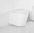 HOROW Wall Hung Toilet HR-TG02W, Compact Wall Mounted Toilet with Soft Closing Seat, 1.6 GPF/1.1 GPF Dual Flush Ceramic Round Wall Toilet for Bathroom, White Toilet Bowl