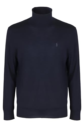Polo Ralph Lauren Men's Merino Wool Roll Neck Jumper (UK, Alpha, L, Regular, Regular, Navy)
