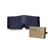 Emily's Pillow - Masque de Nuit Bandeau en Pure Soie de Mûrier Biologique - Fabriqué à la main - 19 Momme - Qualité Supérieure Grade 6A - Bleu Nuit - 100% Ajustable - 70 cm