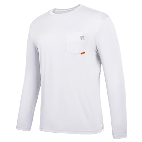 Men's Rash Guard Shirts UPF 50+ Moisture Wicking Long Sleeve Chest Pocket Quick Dry Lightweight