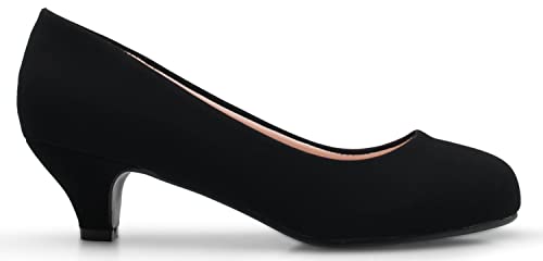 Image of Olivia K Women's Classic Closed Toe Kitten Heel Pumps | Dress, Work, Party Low Heeled