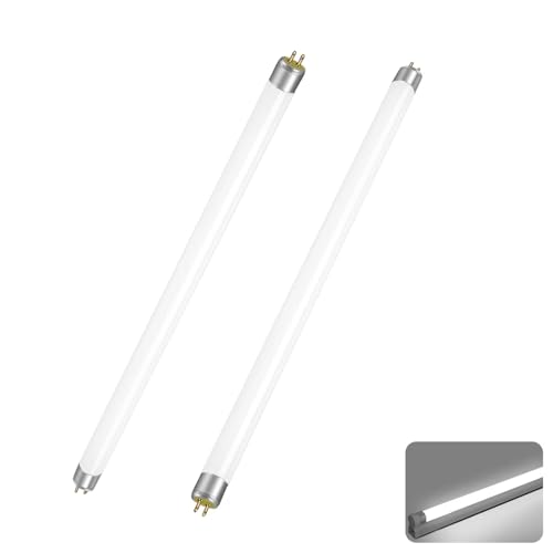 Paquete de 2 Tubo Fluorescentes T8 15W, Tubos De Bajo Consumo T8 15W 450mm, Blanco Frío 6000K, 1100LM, Attacco G13, Sin Parpadeo, Bombillas CFL Para lLces de Emergencia, Cocina, Baño, Armario y Garaje