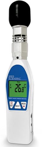 Sper Scientific Wet Bulb Globe Heat Stress Meter 800036 - WBGT Heat Index Monitor with Air Temperature Humidity & Globe Temperature for Workplace Sports & Outdoor Activities