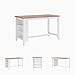 Signature Design by Ashley Gesthaven Farmhouse Counter Height Dining Table with 3 Shelves and Trestle Base, Light Brown & White