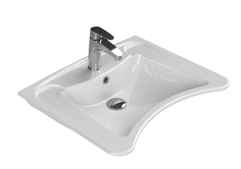 CeraStyle White Ceramic Accessible Hand Washbasin, 60cm x 50cm, Barrier-Free Wheelchair Sink