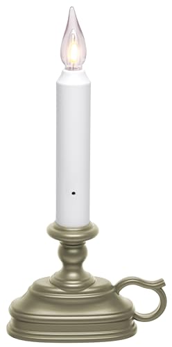 Image of VC1820P 8.5 inch Battery Operated Vintage Filament LED Flameless Window Candle with Dusk to Dawn Timer and 3 Flame Settings, Silver