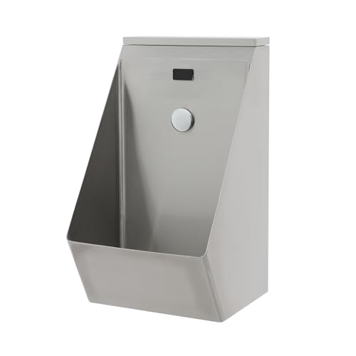 Urinal masculino automático con sensor para montaje en pared, de acero inoxidable 304, para hombres, con descarga inteligente, para garajes, KTV, dormitorios, bares, hoteles, tiendas (plateado) miniatura 1