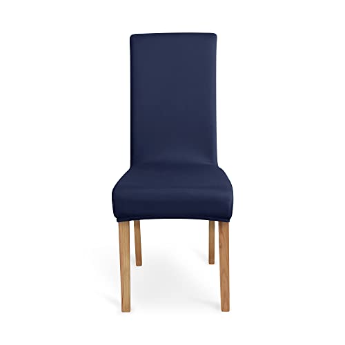 Image of Amazon Basics Dining Chair Covers, Stretch Parson Chair Slipcover, Removable Washable Chair Protector for Home /Restaurant /Banquet, Navy, 6-Pack