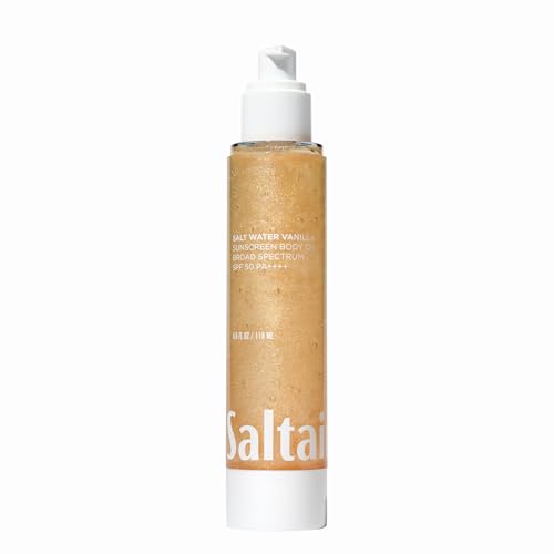 Saltair SPF Body Oil - Broad Spectrum SPF 50 PA++++ Sunscreen. Lightweight Dry Oil with Sun Protection and Moisturizing Kukui & Mongongo Extracts. Salt Water Vanilla Scent 4floz Vacation Essential