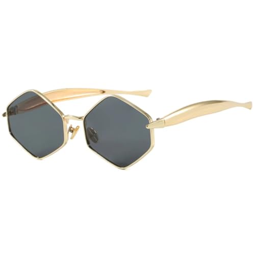 Lunettes de soleil tendance punk polygonal à monture métallique robuste