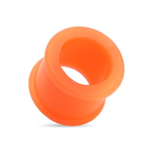 beyoutifulthings Ohr-Tunnel Ultra Soft Silikon Flexibel Orange Ohr-Piercing Ohr-Schmuck Plug Double Flat Flared Sattel-Verschluss 11-mm