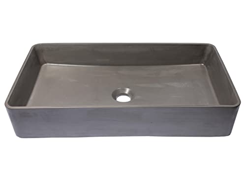 Eden Bath Wide Rectangular Concrete Vessel Sink (Charcoal) #TOP13