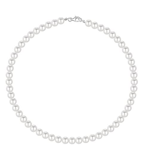 LOUMILEO Perlenkette Herren Perlenstrang Halsketten Runde Weiße Simulierte...