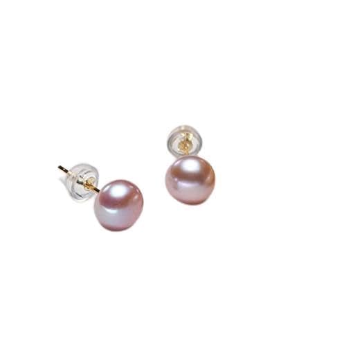 Boucles d'oreilles perle violette en argent 925 de 5mm pour femme au style élégant