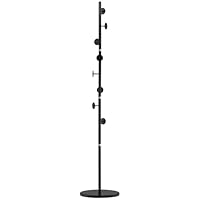 HOMCOM Coat Rack Free Standing Hall Tree with 8 Round Disc Hooks for Clothes, Hats,Purses, Steel Entryway Coat Stand with Marble Base for Entryway, Living Room, Bedroom, Black