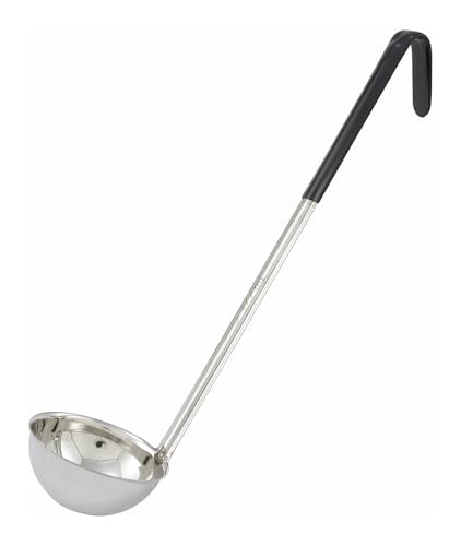 Winco LDC-6 Stainless Steel Ladle with Black Handle, 6-Ounce