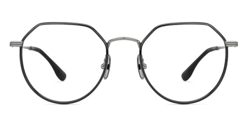 Image of John Jacobs Blu Cut & Antiglare Zero Power Computer Eyeglasses | Full Rim Hexagonal Shape | For Men & Women | Small | JJ E11675