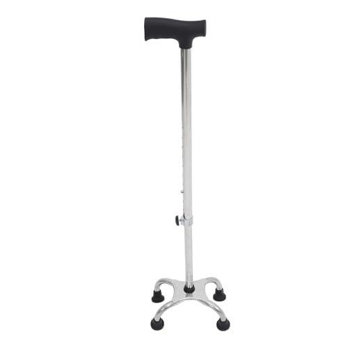 SKISUNO Bastón Antideslizante para Personas Mayores, Ajustable en Altura, de Acero Inoxidable con Base Plana de Cuatro Puntas para Estabilidad en Interiores y Exteriores, Adecuado