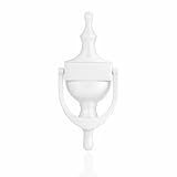 UAP Aldaba de puerta de urna victoriana para puerta delantera, muebles clásicos de puerta blanca de 6 pulgadas con fijaciones universales, diseño tradicional con opción autoadhesiva (blanco)