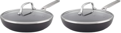 Image of KitchenAid Hard-Anodized Induction Frying Pan with Lid, Matte Black, 10 Inch (Pack of 2)