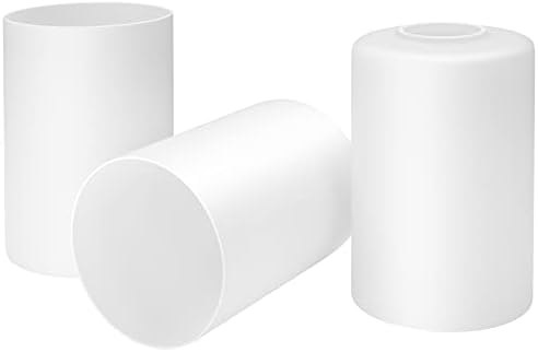 Canomo Opal White Frosted Glass Lamp Shade Replacement - 3 Pack, 6"x 4" Replacement Light Fixture Lampshade for Chandelier Pendant Lighting Fixture - 1-5/8-Inch Opening