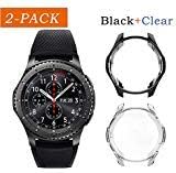 [2 Pack] Uborui for Samsung Galaxy Watch 42mm Case Cover,TPU Scractch-Resist Frame Protective Cover Shell for Samsung Galaxy 42mm Smartwatch 2018,Black+Clear