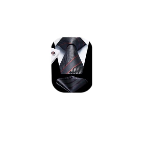 Image of Enlision Mens Ties Stripe Tie and Pocket Square Set Classic Formal Woven Neckties Handkerchief Cufflinks Wedding