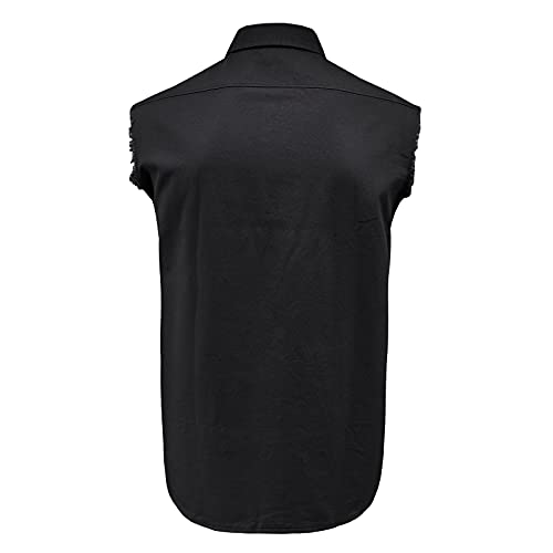 MCULIVOD Men's Sleeveless Denim Cotton Shirt Biker Vest Cowboy Button Down with Shirts Front Pocket2