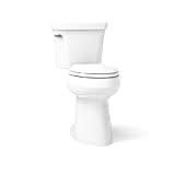 KOHLER K-25224-0 Highline Tall Two-Piece Elongated Toilet with Left-Hand Trip Lever, Elongated Toilet Bowl, 1.28 GPF, White