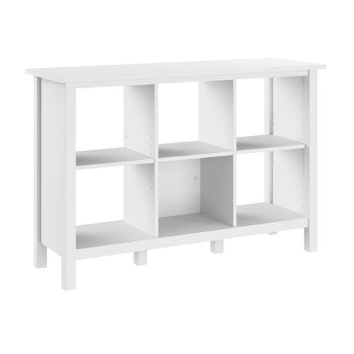Bush Home Broadview 6 Cube Organizer in Pure White, Home Office Storage Solution, Compact Shelving Unit for Workspace, Multi-Purpose Organizer for Books