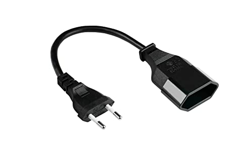 Kabelmeister Euro-Verlängerung Euro-Stecker Typ C (gerade) an Euro-Buchse (gerade) - KUPFERLEITER CU - 0 75 mm SCHWARZ SK0300-S002 0 2 m